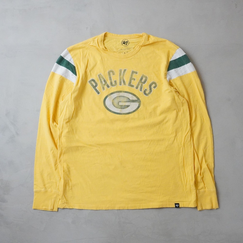 47 Brand Green Bay Packers Long Sleeve T-Shirt Large Mens Yellow NFL Football